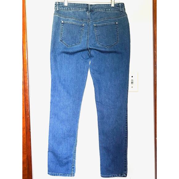 CHICOS BLUE STRETCH TAPERED JEANS CHICOS SIZE 0 / S / 4 REG - Picture 2 of 4